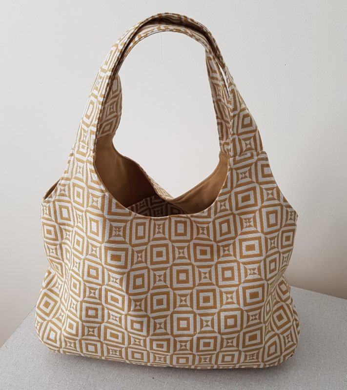 Sac Gina en toile blanc et moutarde