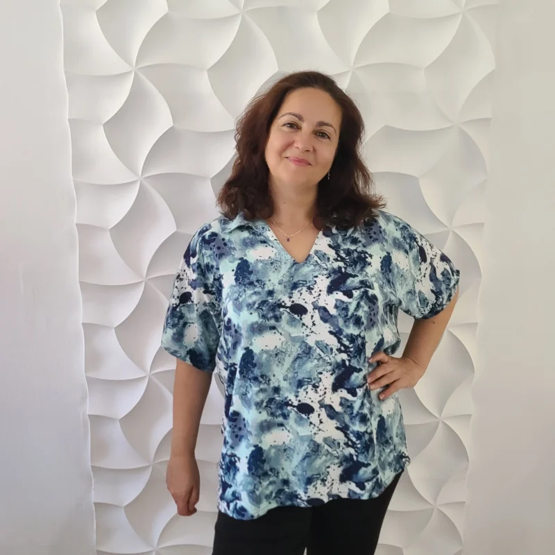 Top Riva en viscose bleu 